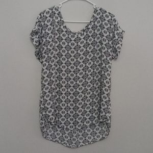 Black and white floral blouse